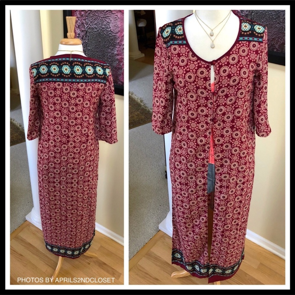 ROMEO & JULIET LONG BOHO KIMONO CARDIGAN - Picture 3 of 8